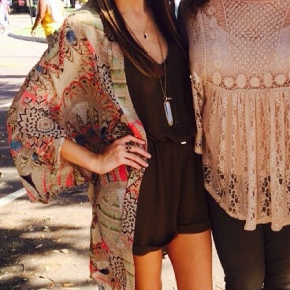 Olive green romper with gold buttons